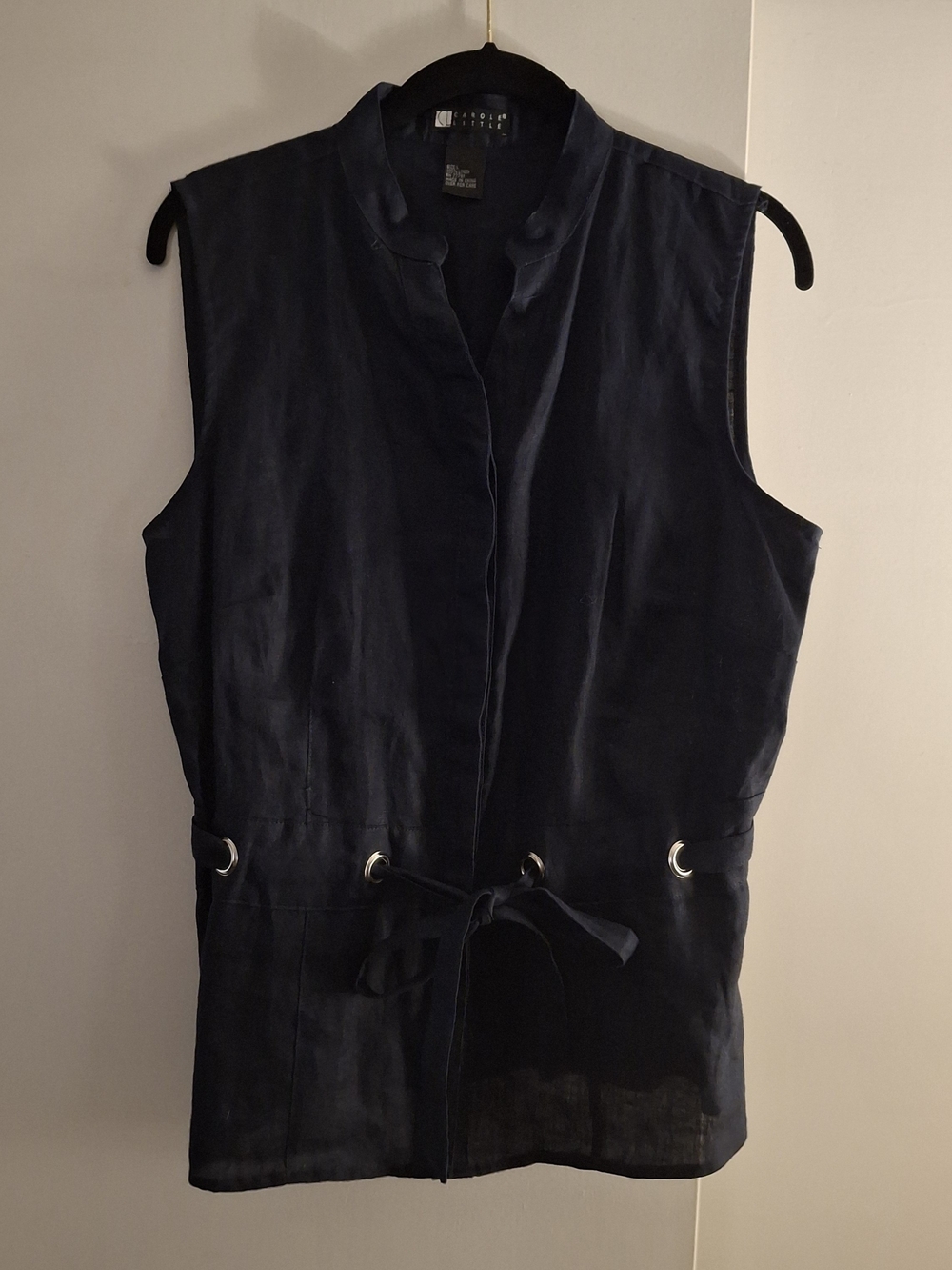 Carole Little Women's Navy Sleeveless Linen Top